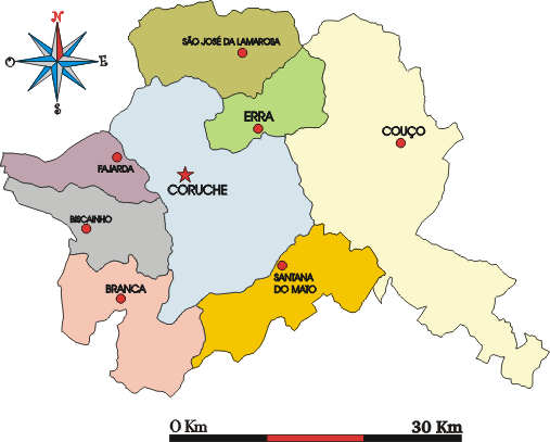 Mapa administrativo do municpio de Coruche