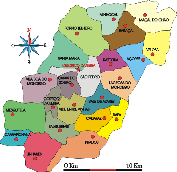 Mapa administrativo do municpio de Celorico da beira