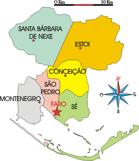 Mapa administrativo do municpio de Faro