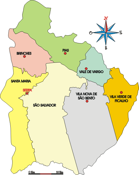 Mapa administrativo do municpio de Serpa