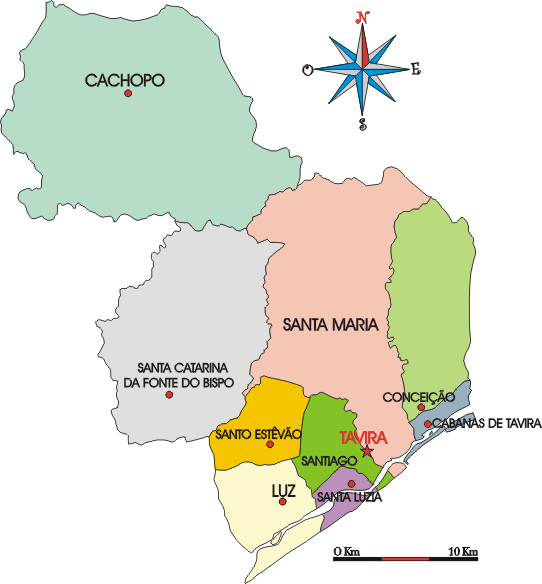 Mapa administrativo do municpio de Tavira
