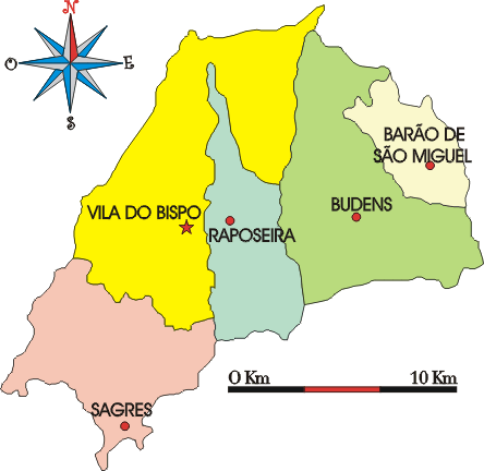 Mapa administrativo do municpio de Vila do Bispo