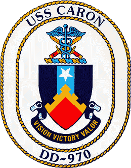 Coat of arms (crest) of the Destoyer USS Caron (DD-970)