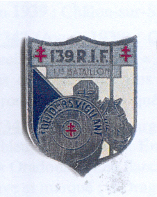 Coat of arms (crest) of the 139th Fortress Infantry Regiment, French Army