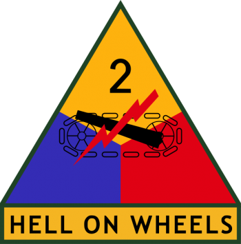 Coat of arms (crest) of the 2nd Armored Division Hell on Wheels, US Army