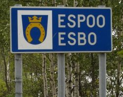 Arms (crest) of EspooThe arms on a road sign