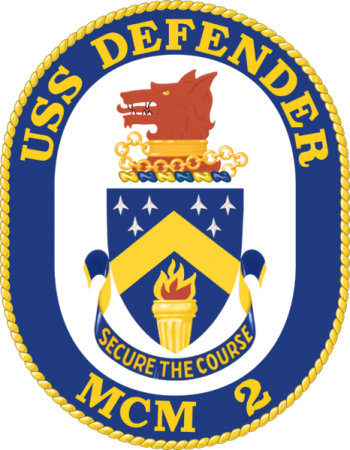 Coat of arms (crest) of the Mine Countermeasures Ship USS Defender