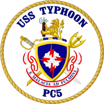 Coat of arms (crest) of the Coastal Patrol Ship USS Typhoon (PC-5)