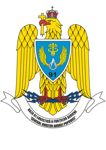 Coat of arms (crest) of the 91st Air Force Logistics Base General Aviator Andrei Popovici, Romanian Air Force