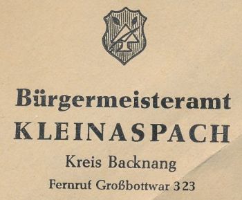 Wappen von Kleinaspach/Coat of arms (crest) of Kleinaspach