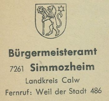 Wappen von Simmozheim/Coat of arms (crest) of Simmozheim
