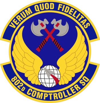 Coat of arms (crest) of the 802nd Comptroller Squadron, US Air Force