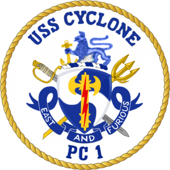 Coat of arms (crest) of the Coastal Patrol Ship USS Cyclone (PC-1)