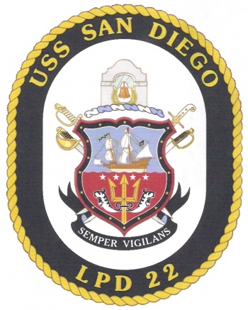 Coat of arms (crest) of the Ampibious Transport Dock USS San Diego (LPD-22), US Navy