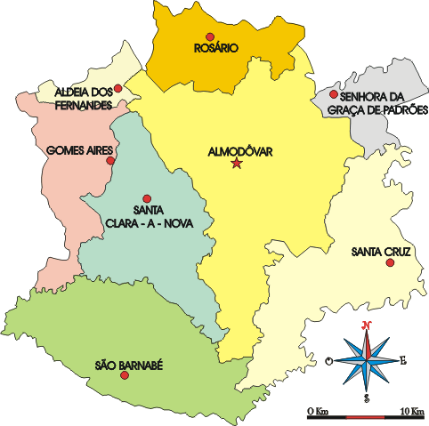 Mapa administrativo do municpio de Almodvar