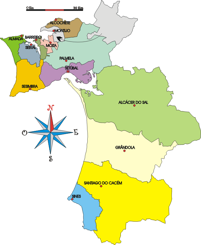 Mapa administrativo do distrito de Setbal