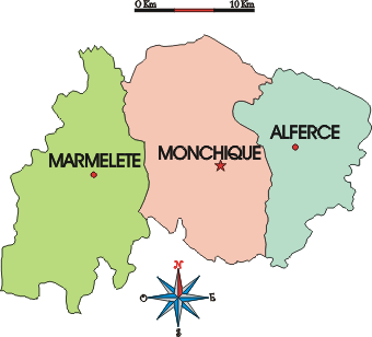 Mapa administrativo do municpio de Monchique