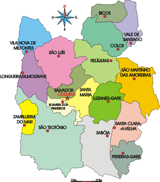 Mapa administrativo do municpio da Odemira