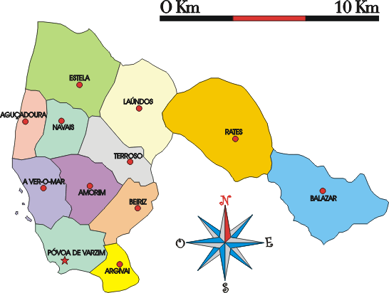 Mapa administrativo do municpio de Pvoa de Varzim
