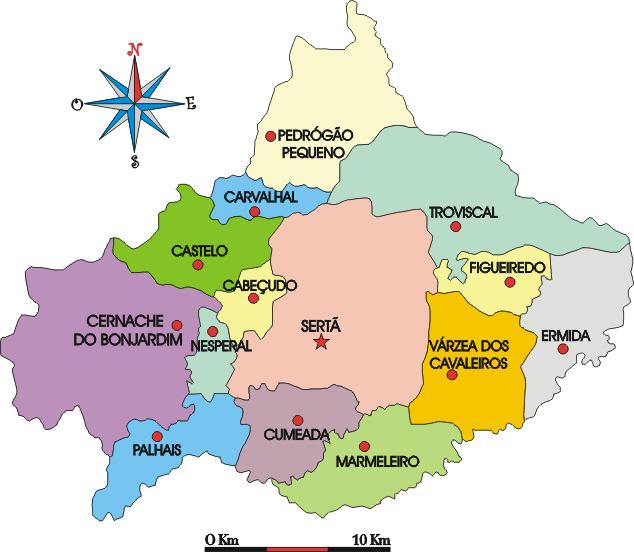 Mapa administrativo do municpio da Sert