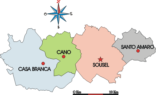 Mapa administrativo do municpio de Sousel