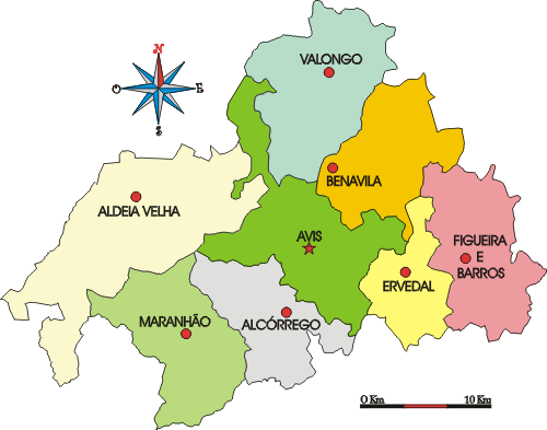 Mapa administrativo do municpio de Avis