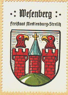 Wappen von Wesenberg (Mecklenburg-Vorpommern)/Coat of arms (crest) of Wesenberg (Mecklenburg-Vorpommern)