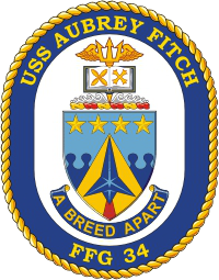 Coat of arms (crest) of the Frigate USS Aubrey Fitch (FFG-34)