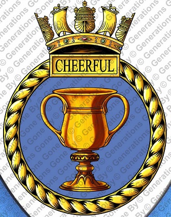 Coat of arms (crest) of the HMS Cheerful, Royal Navy