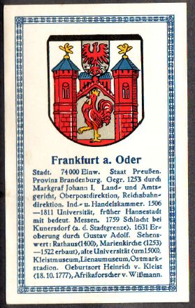 Wappen von Frankfurt (Oder)/Coat of arms (crest) of Frankfurt (Oder)