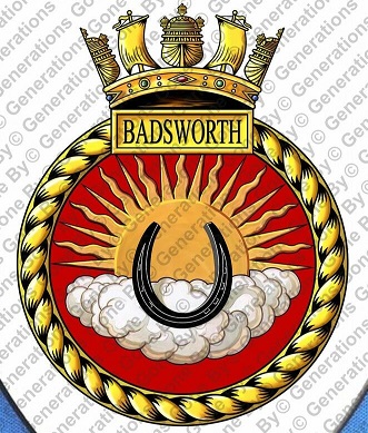 Coat of arms (crest) of the HMS Badsworth, Royal Navy