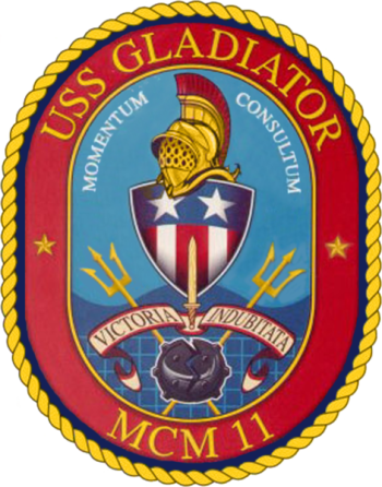 Coat of arms (crest) of the Mine Countermeasures Ship USS Gladiator