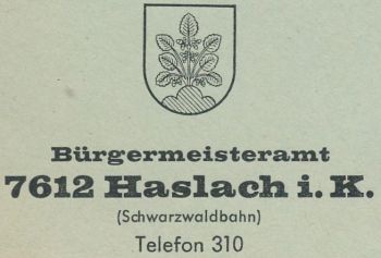 Wappen von Haslach im Kinzigtal/Coat of arms (crest) of Haslach im Kinzigtal