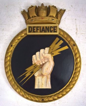 Coat of arms (crest) of the HMS Defiance, Royal Navy
