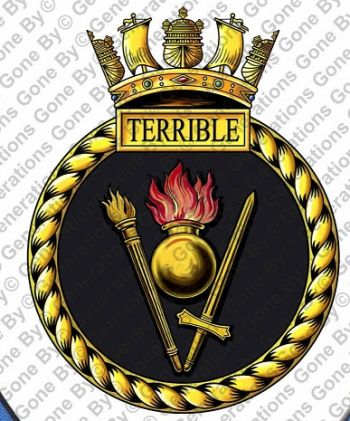 Coat of arms (crest) of the HMS Terrible, Royal Navy