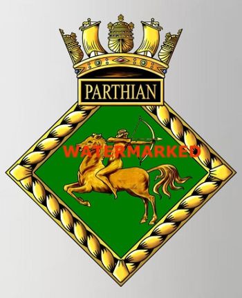 Coat of arms (crest) of the HMS Parthian, Royal Navy